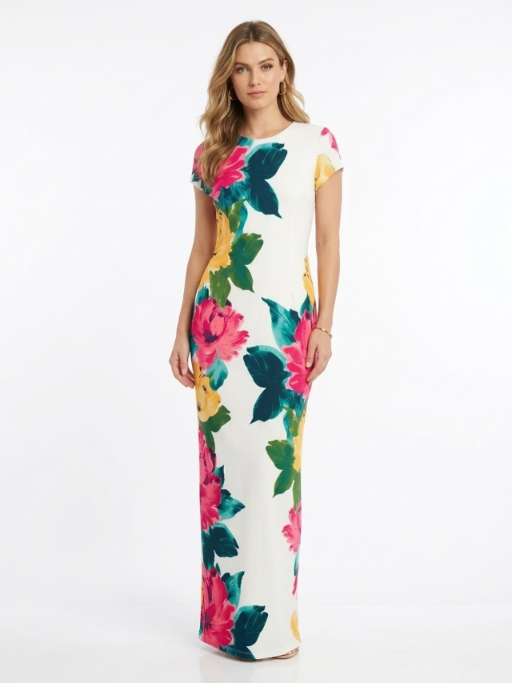 NWT Maggy London Floral Colorful Midi Maxi Babydoll Summer Dress Sz S